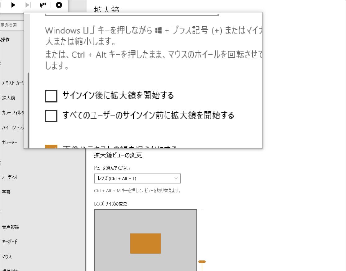 10-4-4-「簡単操作」の中の「拡大鏡（視覚）」